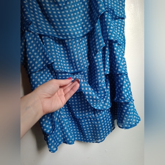💚 NWOT Blue ruffle gingham top - Picture 9 of 11